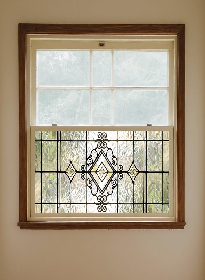 IVN Privacy Window Film Geometric Stained Glass Decorative Window Cling Static Cling Glass Sticker for Bathroom Entryway Kitchen Door Panel 39.3×17.7 Inch - Image 5